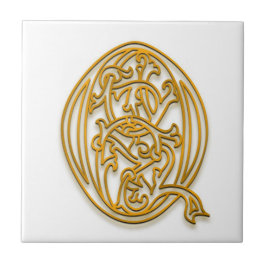 Azulejo De Cerámica Q Monograma "Oro irlandés" Tile cerámico