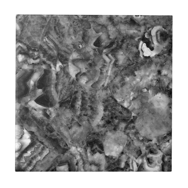 Azulejo De Cerámica Quartz humeante gris, patrón gris blanco negro (Frente)