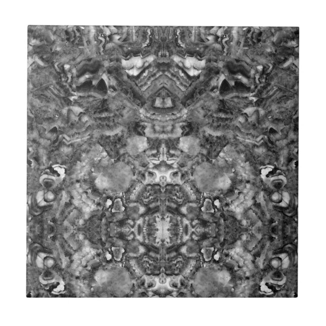 Azulejo De Cerámica Quartz humeante gris, patrón gris blanco negro (Frente)