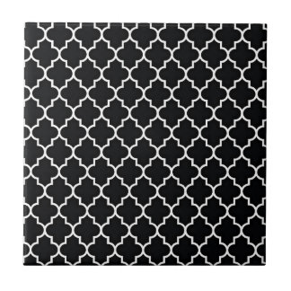 Azulejo De Cerámica Quatrefoil blanco y negro