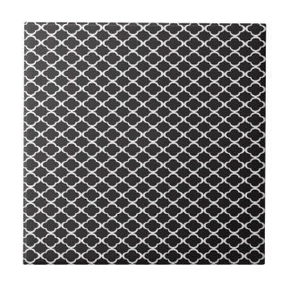 Azulejo De Cerámica Quatrefoil negro