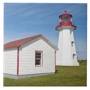 Azulejo De Cerámica Quebec, Canadá. Faro de Cap D'Espoir.