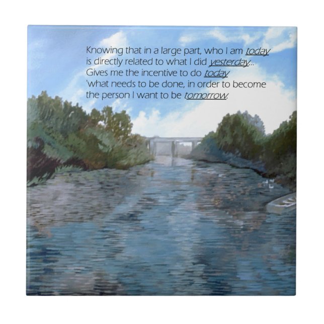 Azulejo De Cerámica Quién soy hoy Inspirador (Frente)