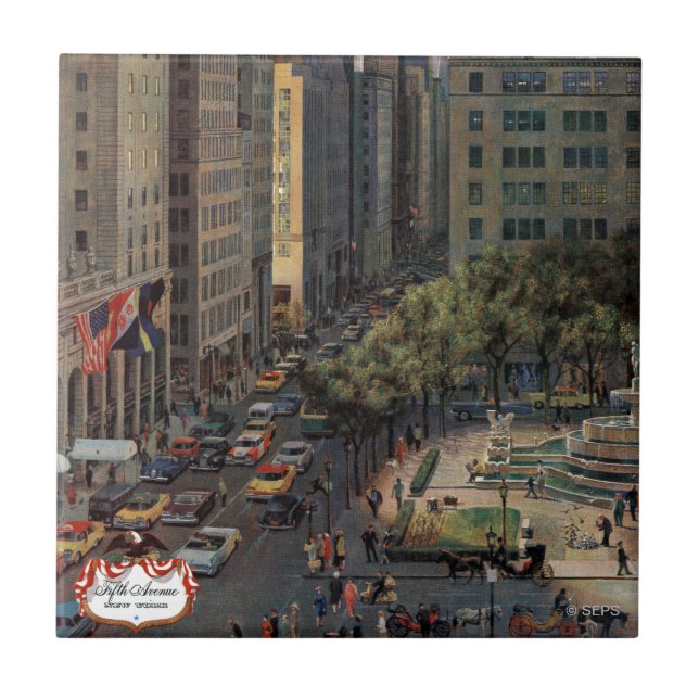 Azulejo De Cerámica Quinta Avenida por John Falter (Frente)