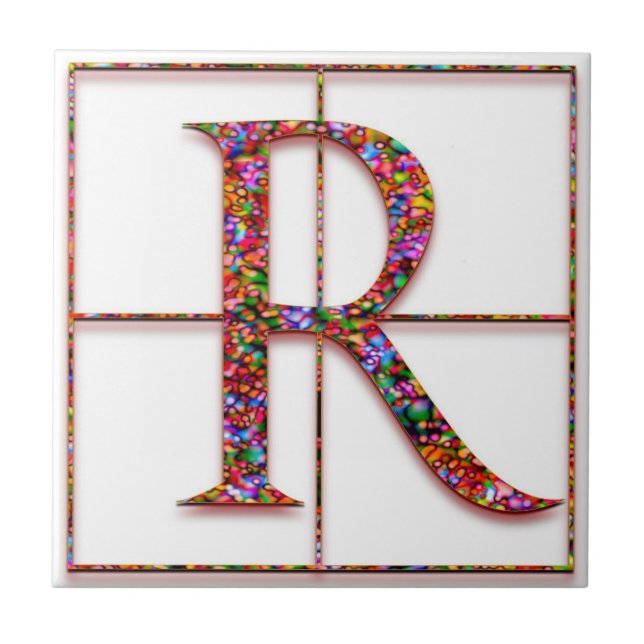 Azulejo De Cerámica R Trajanus Red Personalizado Monograma Tile (Frente)