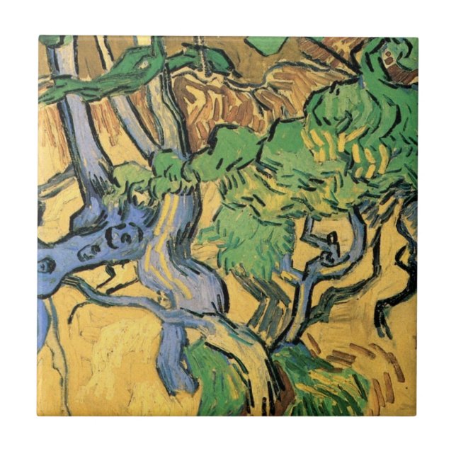 Azulejo De Cerámica Raíces de árbol y viajes de Vincent van Gogh (Frente)