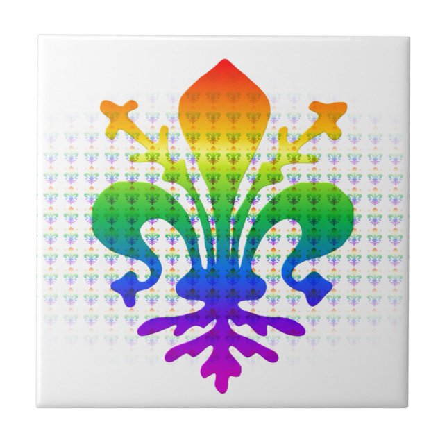 Azulejo De Cerámica Rainbow Fleur-de-lis (Frente)