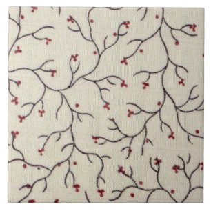 Azulejo De Cerámica Rama de Bayas Rojas Patrón Botánico de la Naturale