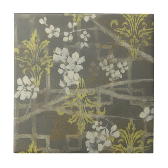 Azulejo De Cerámica Rama de floración con patrón I (Frente)