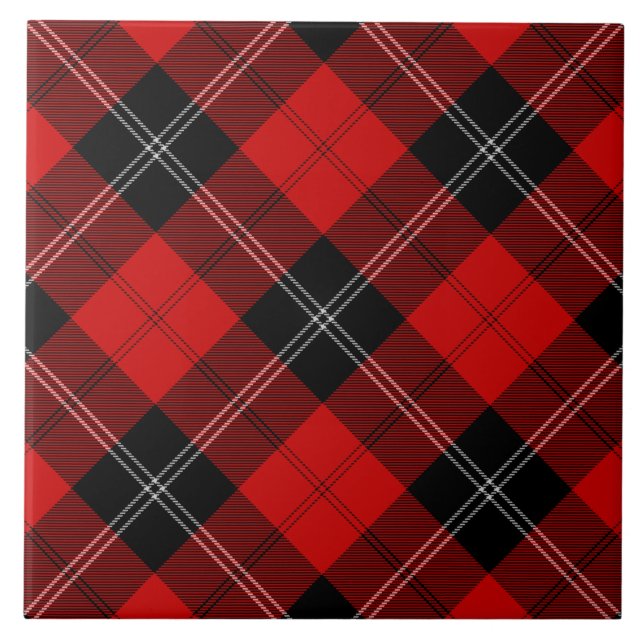 Azulejo De Cerámica Ramsay tartan red black plon (Frente)