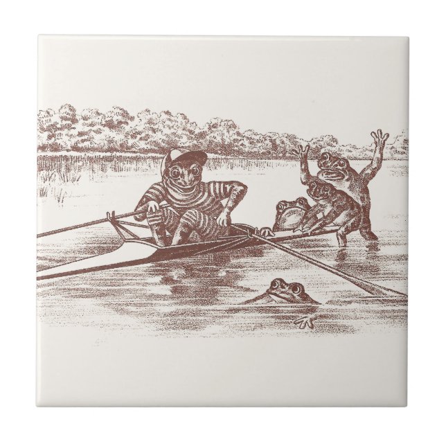 Azulejo De Cerámica Ranas de Sculling (Frente)