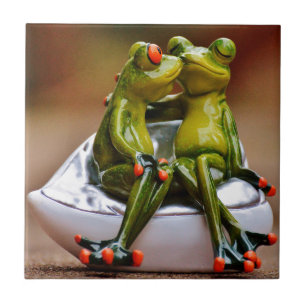 Azulejo De Cerámica Ranas felices