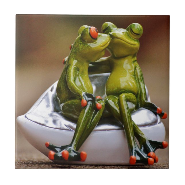 Azulejo De Cerámica Ranas felices (Frente)