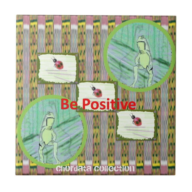 Azulejo De Cerámica Ranas y mariquitas Trivets de la colección de (Frente)