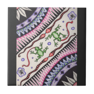 Azulejo De Cerámica Ranas y serpientes