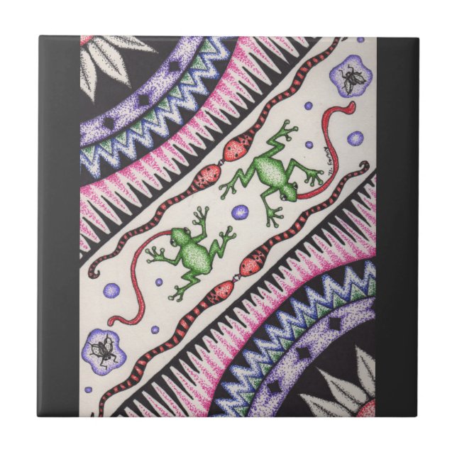 Azulejo De Cerámica Ranas y serpientes (Frente)