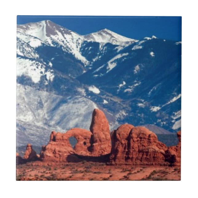 Azulejo De Cerámica Rastro equilibrado de la roca (Frente)