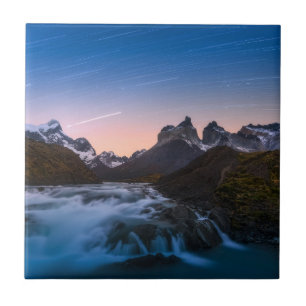 Azulejo De Cerámica Rastros de la estrella sobre Torres Del Paine