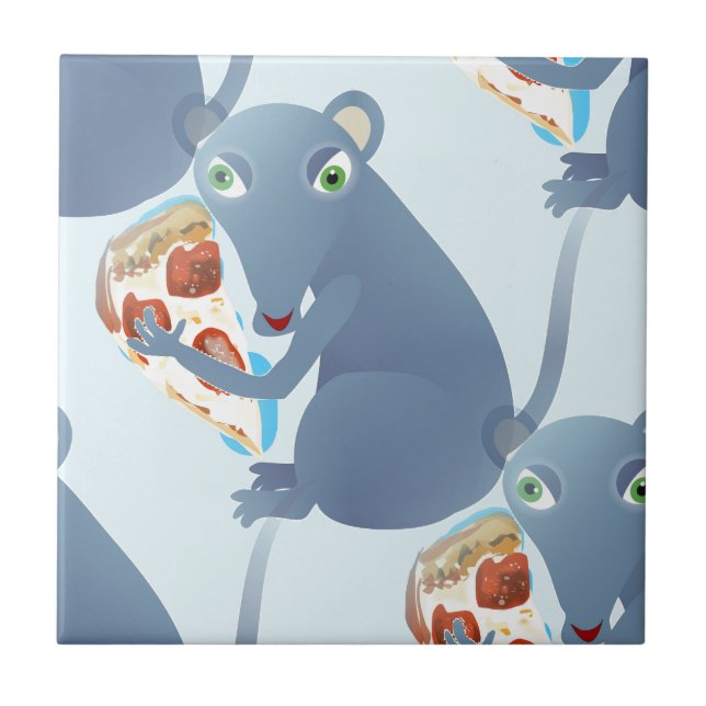 Azulejo De Cerámica rata de pizza (Frente)