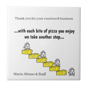 Azulejo de cerámica Ratones Pizza Pizzería Gracias