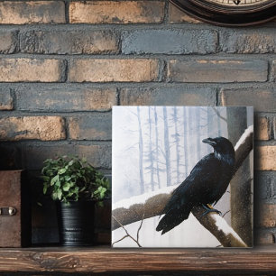 Azulejo De Cerámica Raven Winter Messenger