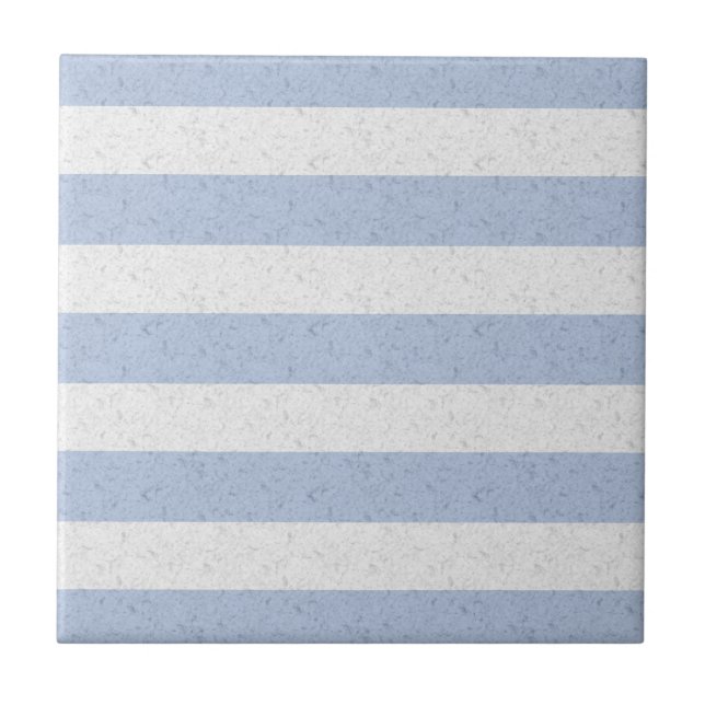 Azulejo De Cerámica Rayas Azules Pastel y Blancas (Frente)