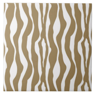Azulejo De Cerámica Rayas de cebra - Taupe Tan y Blanco