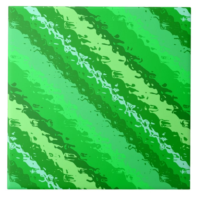 Azulejo De Cerámica Rayas de vidrio - tonos verde esmeralda (Frente)