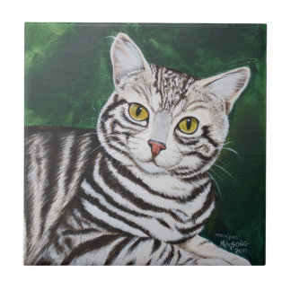 Azulejo De Cerámica Rayas, gato de Tabby