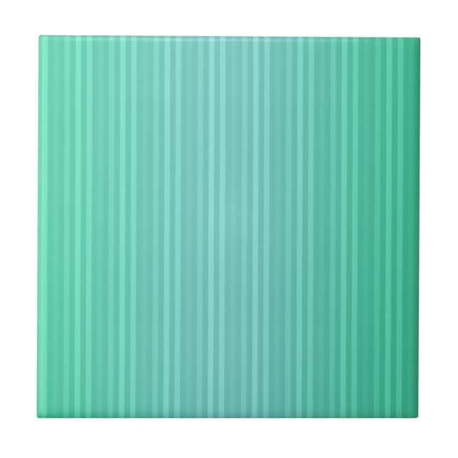 Azulejo De Cerámica Rayas Verticales Aquamarina Azul Verde Turquesa (Frente)
