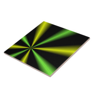 Azulejo De Cerámica Rayos verdes y dorados