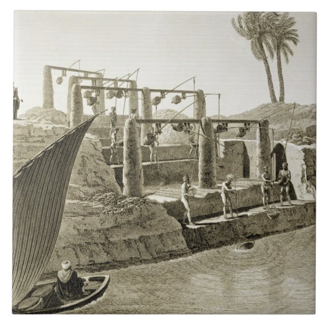 Azulejo De Cerámica Recogiendo el agua del Nilo, platee 6 de Volum (Frente)