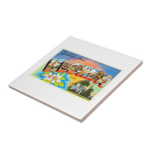 Azulejo De Cerámica Recuerdo viejo del viaje del vintage del estado #1