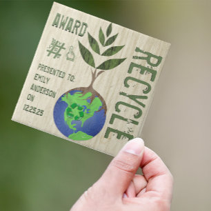 Azulejo De Cerámica Recycle Award Tree Earth Globe Wood Grain