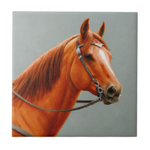 Azulejo De Cerámica Red Dun Chestnut Sorrel Western Quarter Horse