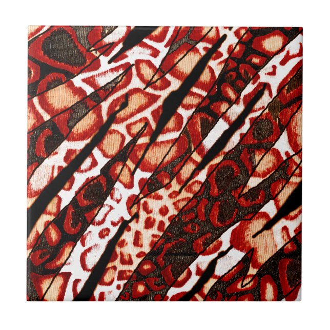 Azulejo De Cerámica Red Leopard Camo (Frente)