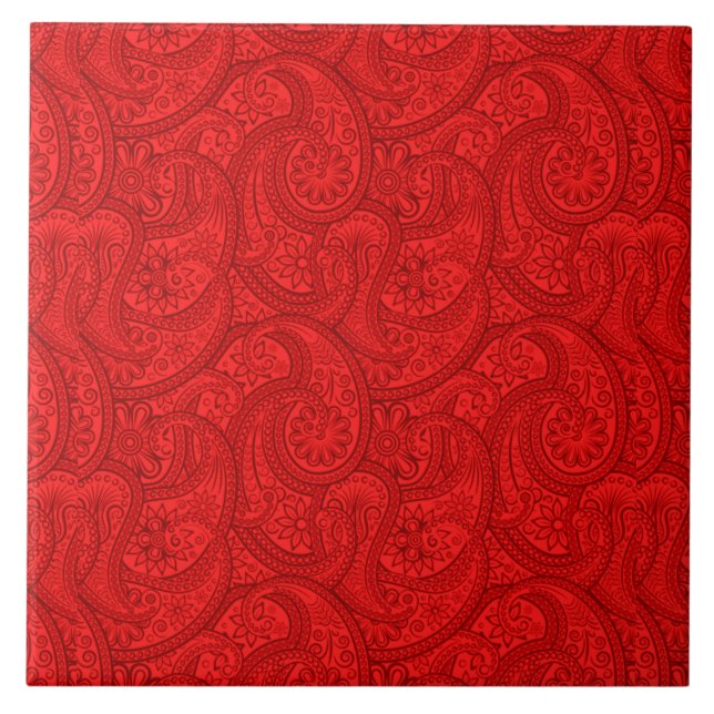 Azulejo De Cerámica Red Paisley (Frente)