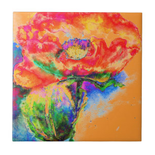 Azulejo De Cerámica Red Poppy-naranja