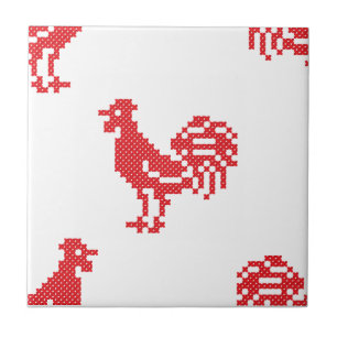 Azulejo De Cerámica Red Roosters