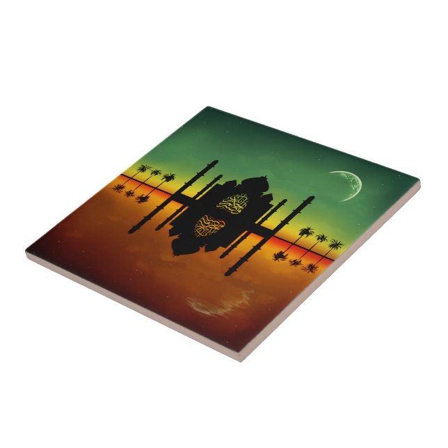 Azulejo De Cerámica Reflexión nocturna oriental de 1001 (Lado)