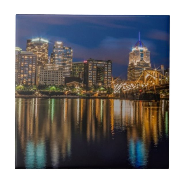 Azulejo De Cerámica Reflexiones de Pittsburgh (Frente)