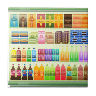 Azulejo De Cerámica refrigerios de productos de la plataforma de super