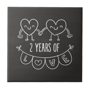 Azulejo De Cerámica Regalo del 2° Aniversario Por Su Cardilla De Caros