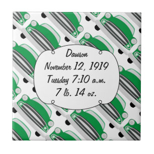 Azulejo De Cerámica Regalos para Baby Shower de Auto Retro Verde Dulce