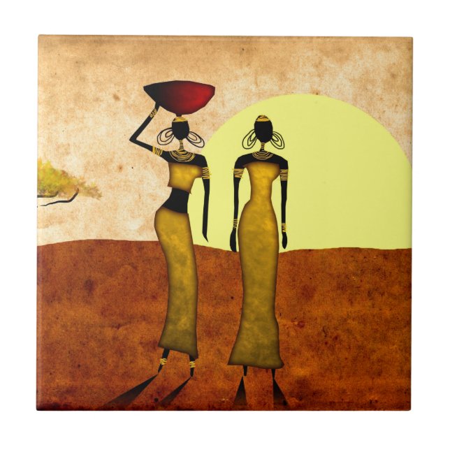 Azulejo De Cerámica Regalos retros 24 del estilo del vintage de África (Frente)