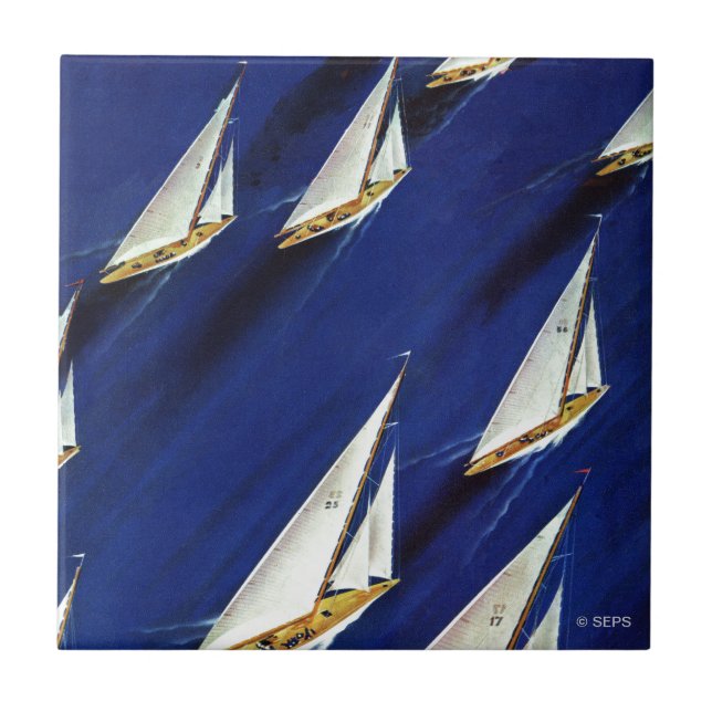 Azulejo De Cerámica Regata de veleros por soldadura de esquí (Frente)