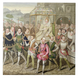 Azulejo De Cerámica Reina Elizabeth I en la procesión con sus