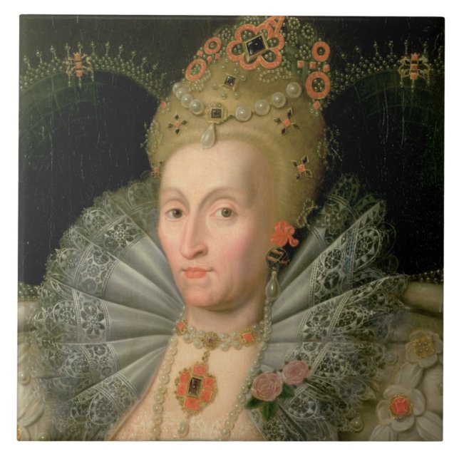 Azulejo De Cerámica Reina Elizabeth I (retrato de la longitud del (Frente)