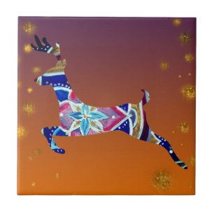 Azulejo De Cerámica Reindeer Deer Mandala Cerámica Foto Tile