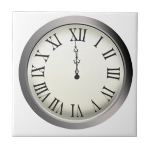 Azulejo De Cerámica Reloj en huelga a medianoche Nochevieja